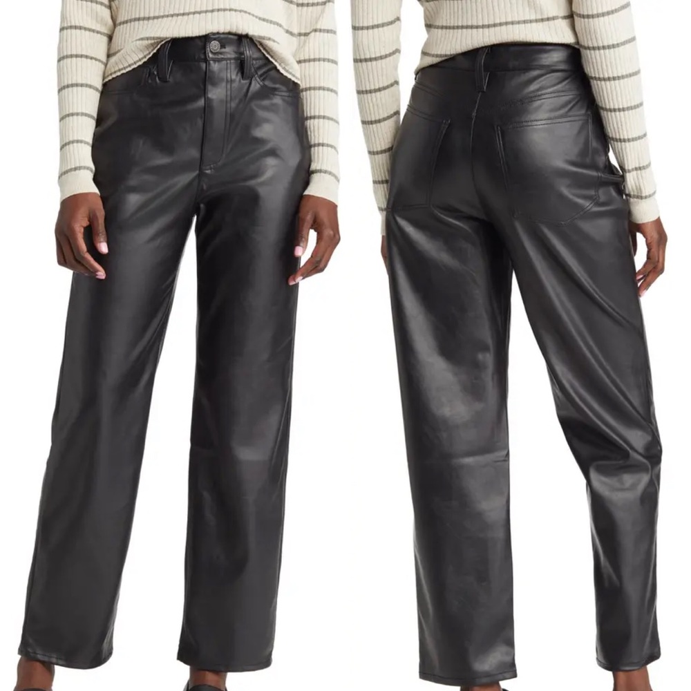 Madewell The Perfect High Waist Straight Leg Faux Leather Pants size 26